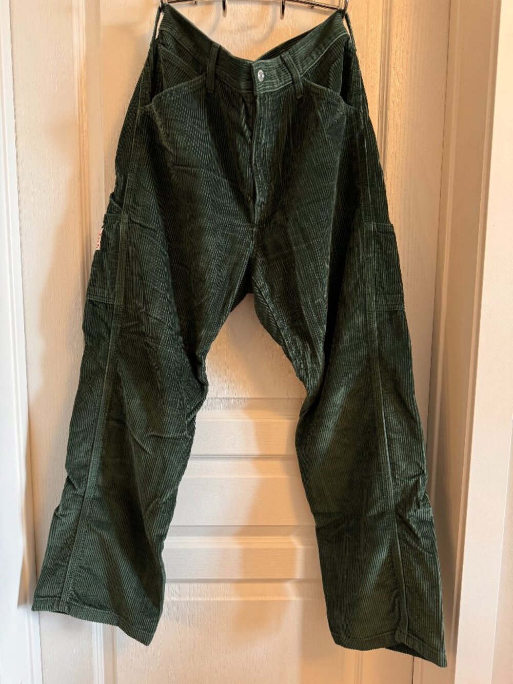 Levi Corduroy Green Work Utility Trouser Wide Leg Pants, W32 L33